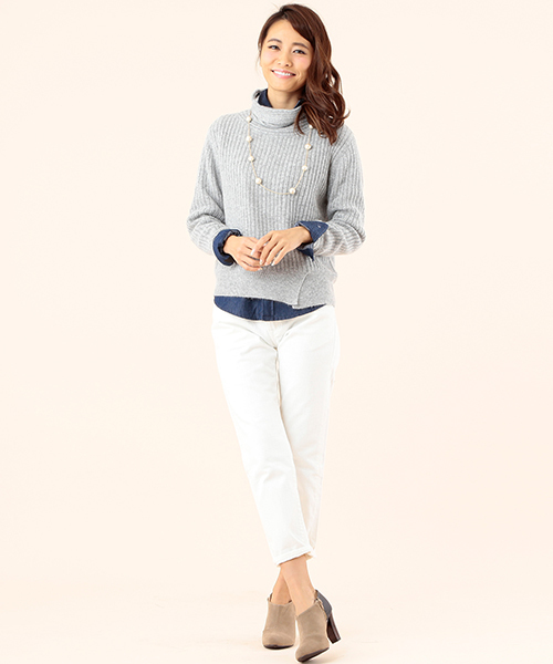 B:MING by BEAMS（ビーミングバイビームス）の「□ビーミング by ビームス / リブオフタートルプルオーバー（ニット/セーター・レディース・ライトグレー/カーキ/オフホワイト・ONE SIZE）」の14枚目の写真