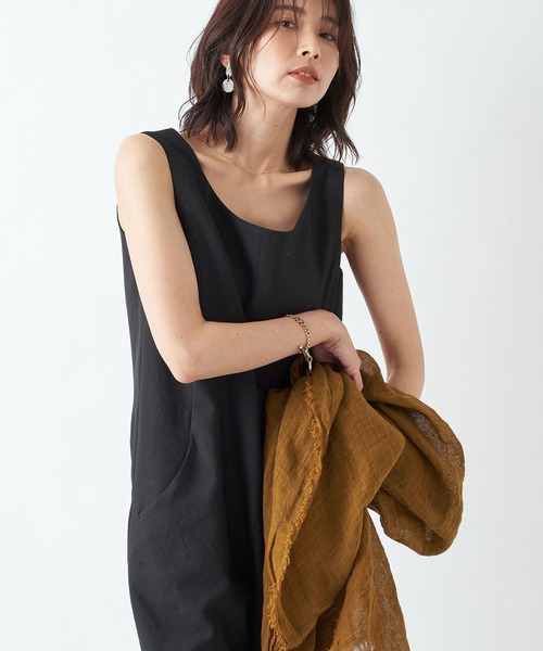 RIVE DROITE(リヴドロワ)の「ナチュラルな風合いで心地良い大判ストール ソリッドリネンストール(ストール/ショール・レディース・キャメル/ブラウン/ベージュ・FREE)」の1枚目の写真