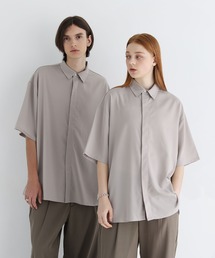 LILL | ビッグシルエットブライトトロミ比翼半袖シャツ(シャツ/ブラウス)