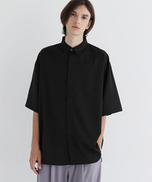 LILL | ビッグシルエットブライトトロミ比翼半袖シャツ(シャツ/ブラウス)