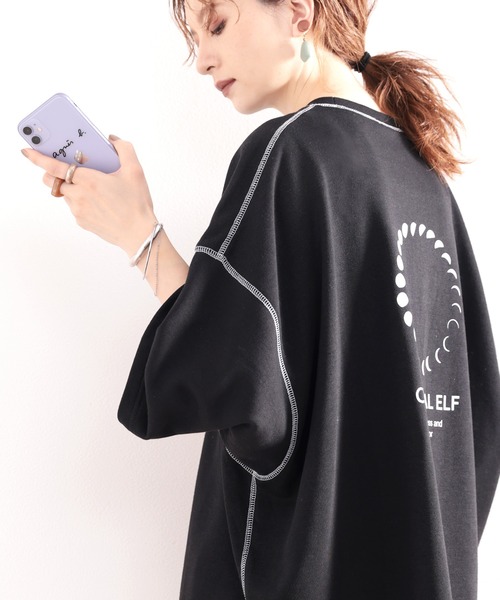 classicalelf（クラシカルエルフ）の「月グラフィックプリントで1+ 配色ステッチbigスウェット（スウェット・レディース・ホワイト/ブラック/グリーン/アイボリー・LARGE/X-LARGE/XX-LARGE/MEDIUM）」の21枚目の写真