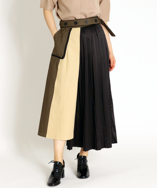 Cepica（セピカ）の「サイドプリーツパイピングSK（スカート・レディース・ベージュ/カーキ・FREE）」の2枚目の写真