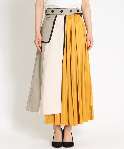 Cepica（セピカ）の「サイドプリーツパイピングSK（スカート・レディース・ベージュ/カーキ・FREE）」の3枚目の写真