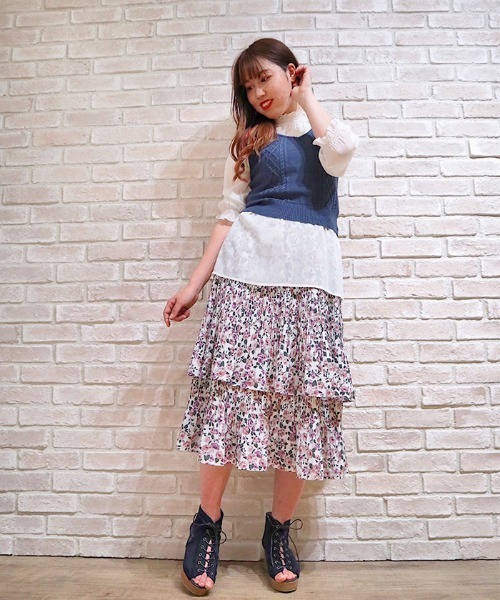 アクシーズファム　プリーツティアードスカート フリルチュールティアードスカート | レディース服・レディース
