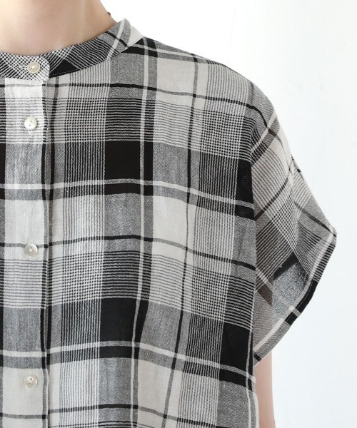 Pao de lo（パオデロ）の「チェック半袖ブラウス（シャツ/ブラウス・レディース・ベージュ系その他/ブラック系その他・9号/7号）」の5枚目の写真