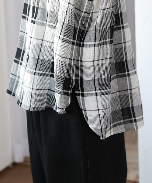 Pao de lo（パオデロ）の「チェック半袖ブラウス（シャツ/ブラウス・レディース・ベージュ系その他/ブラック系その他・9号/7号）」の7枚目の写真