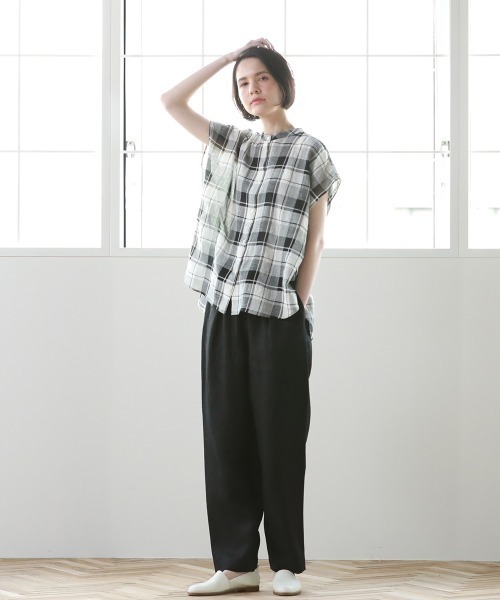 Pao de lo（パオデロ）の「チェック半袖ブラウス（シャツ/ブラウス・レディース・ベージュ系その他/ブラック系その他・9号/7号）」の8枚目の写真