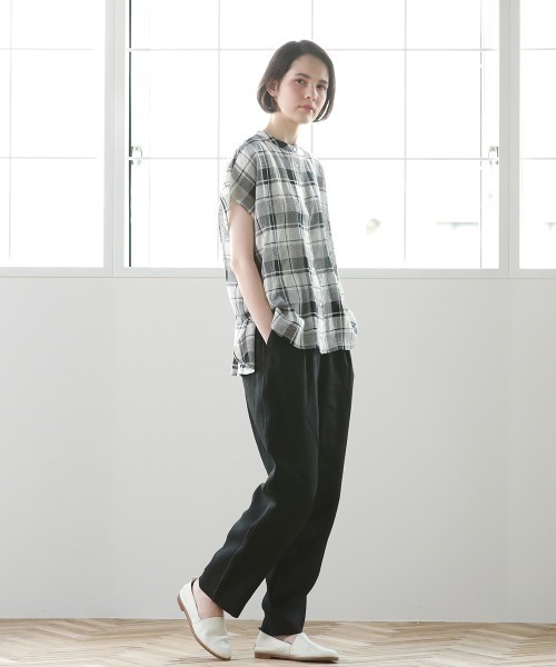 Pao de lo（パオデロ）の「チェック半袖ブラウス（シャツ/ブラウス・レディース・ベージュ系その他/ブラック系その他・9号/7号）」の9枚目の写真