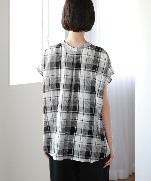 Pao de lo（パオデロ）の「チェック半袖ブラウス（シャツ/ブラウス・レディース・ベージュ系その他/ブラック系その他・9号/7号）」の4枚目の写真