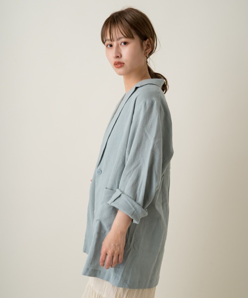 Kastane(カスタネ)の「無地BIGジャケット(テーラードジャケット・レディース・アイボリー/ミント・FREE)」の8枚目の写真