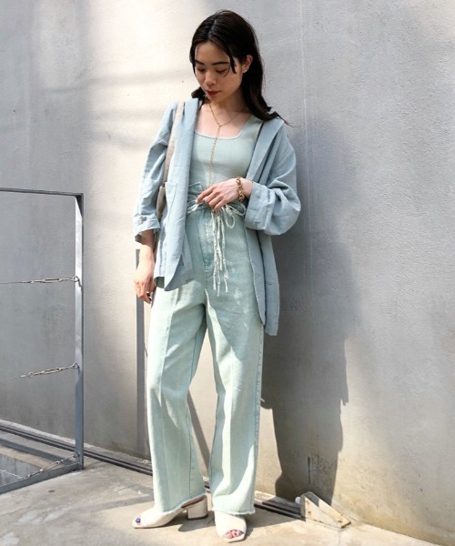 Kastane(カスタネ)の「無地BIGジャケット(テーラードジャケット・レディース・アイボリー/ミント・FREE)」の20枚目の写真