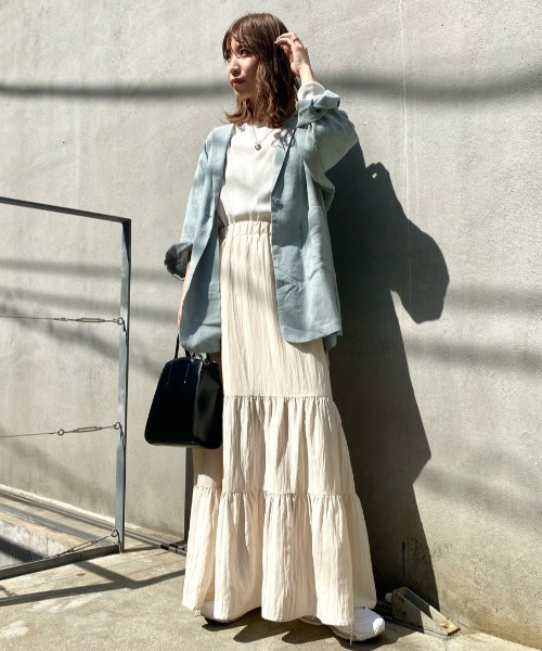 Kastane(カスタネ)の「無地BIGジャケット(テーラードジャケット・レディース・アイボリー/ミント・FREE)」の22枚目の写真