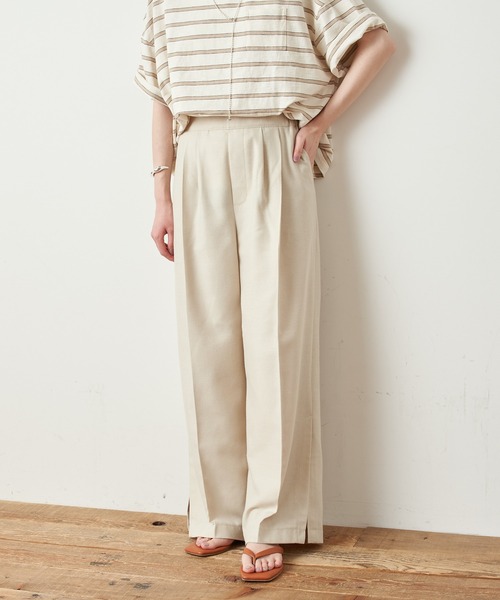 CIAOPANIC TYPY(チャオパニックティピー)の「しわ防止テックリネンパンツ(その他パンツ・レディース・アイボリー/レッド/パープル/グリーン・MEDIUM/SMALL/LARGE)」の2枚目の写真