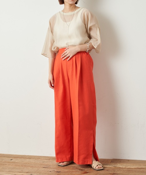 CIAOPANIC TYPY(チャオパニックティピー)の「しわ防止テックリネンパンツ(その他パンツ・レディース・アイボリー/レッド/パープル/グリーン・MEDIUM/SMALL/LARGE)」の16枚目の写真