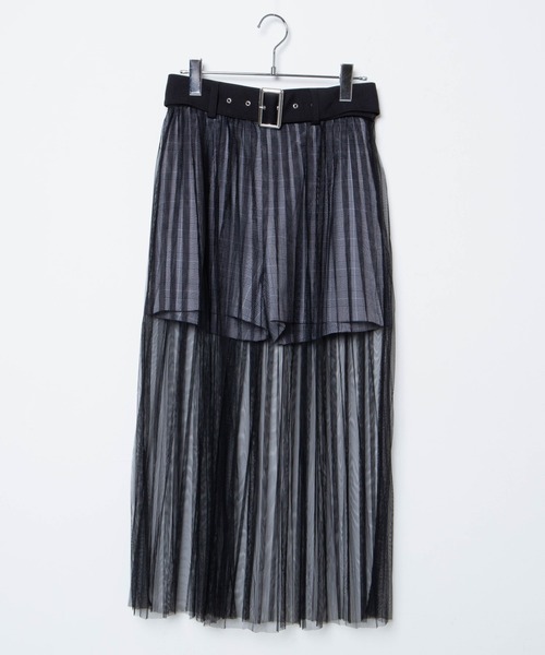 WEGO（ウィゴー）の「WEGO/ベルト付チュールレイヤードスカート（スカート・レディース・グレー系その他2/ブラック・FREE）」の9枚目の写真