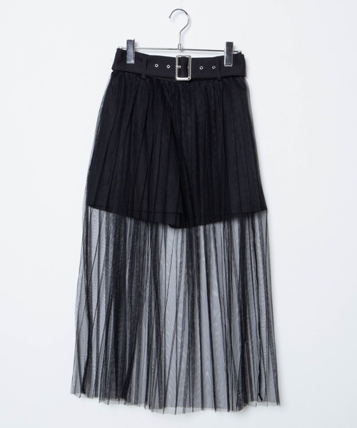 WEGO（ウィゴー）の「WEGO/ベルト付チュールレイヤードスカート（スカート・レディース・グレー系その他2/ブラック・FREE）」の8枚目の写真