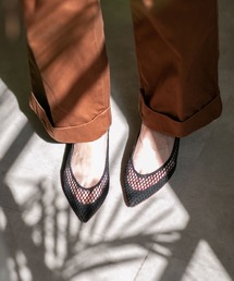 ペリーコ フラットパンプス バックル メッシュ ドット ブラック 36.5 PELLICO（ペリーコ）の「PELLICO/メッシュフラットパンプス