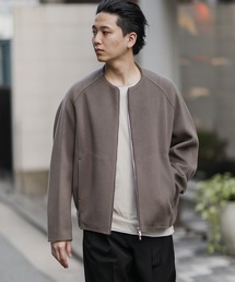 W/Ca DOUBLE FAVE BEAVER CLOTH COLLARLESS ZIPUP JACKET