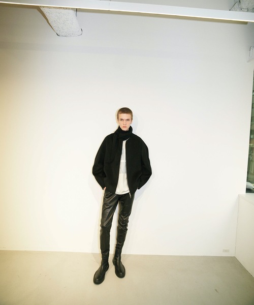 ATTACHMENT（アタッチメント）の「W/Ca DOUBLE FAVE BEAVER CLOTH COLLARLESS ZIPUP JACKET（ブルゾン・メンズ・ブラック/ダークベージュ・3/2/1）」の4枚目の写真