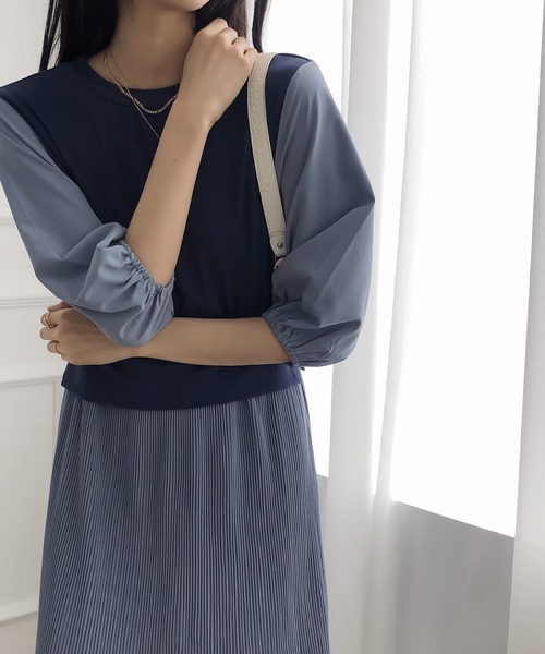 Doula Doula(ドゥーラドゥーラ)の「ドッキングプリーツマキシ丈ワンピース(ワンピース・レディース・ホワイト/ブラック/ベージュ/ネイビー・FREE)」の21枚目の写真