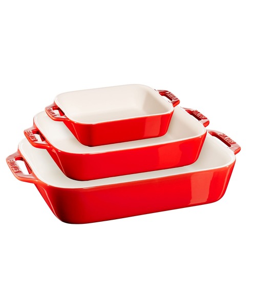 STAUB（ストウブ）の「レクタンギュラーディッシュ 3点セット（食器・レディース・アイボリー/チェリーレッド/グレー・FREE）」の4枚目の写真