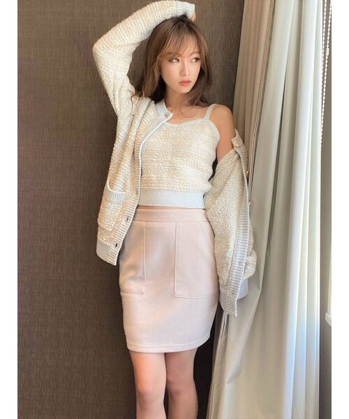 RESEXXY(リゼクシー)の「ツイードライクニットカーデ【セットアップ着用可能】(カーディガン/ボレロ・レディース・ブラック/ブルー/ベージュ・FREE)」の20枚目の写真