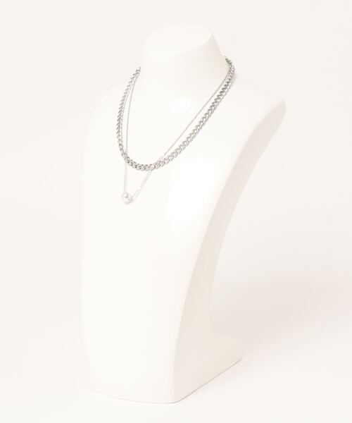 RASVOA（ラスボア）の「シングルパールダブルチェーンネックレス（ネックレス・レディース・シルバー・FREE）」の2枚目の写真