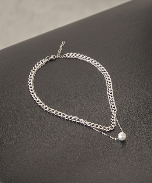 RASVOA（ラスボア）の「シングルパールダブルチェーンネックレス（ネックレス・レディース・シルバー・FREE）」の3枚目の写真