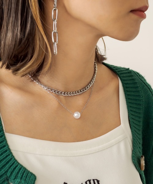 RASVOA（ラスボア）の「シングルパールダブルチェーンネックレス（ネックレス・レディース・シルバー・FREE）」の6枚目の写真