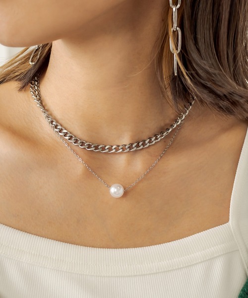 RASVOA（ラスボア）の「シングルパールダブルチェーンネックレス（ネックレス・レディース・シルバー・FREE）」の7枚目の写真