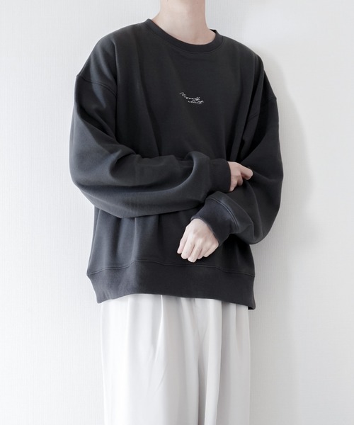 melt.（メルト）の「melt. - ロゴ刺繍トロミオーバースウェット（スウェット・メンズ・チャコールグレー/ブルー/グレイッシュベージュ・SMALL/MEDIUM/LARGE）」の2枚目の写真