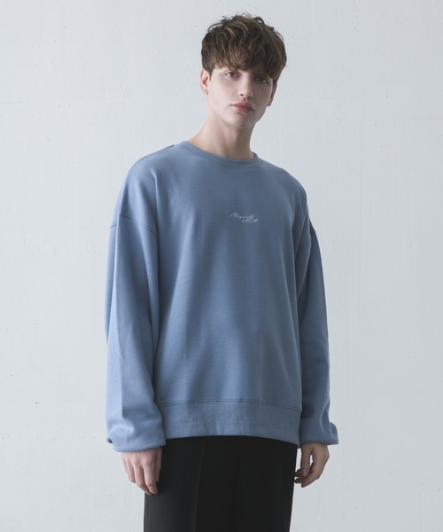 melt.（メルト）の「melt. - ロゴ刺繍トロミオーバースウェット（スウェット・メンズ・チャコールグレー/ブルー/グレイッシュベージュ・SMALL/MEDIUM/LARGE）」の9枚目の写真