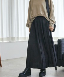 ウエストゴムプリーツミディスカート