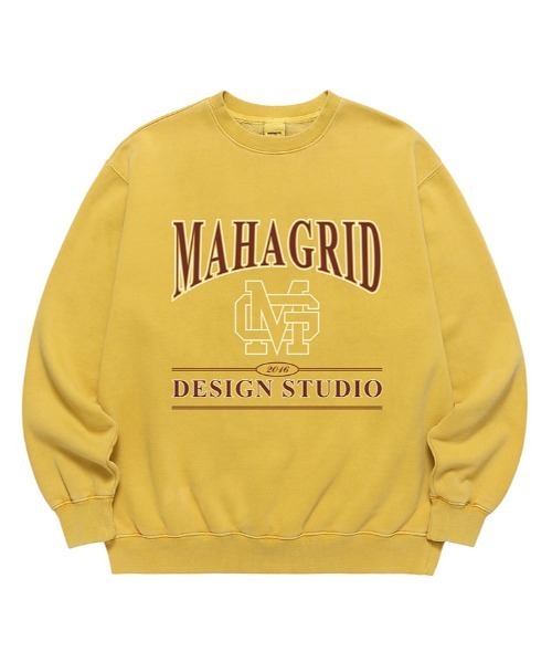 MAHAGRID（マハグリッド）の「【mahagrid】UNIVERSITY PIGMENT SWEATSHIRT / マハグリッド ユニバーシティー ピグメント スウェットシャツ（スウェット・メンズ・マスタード/ブルー・MEDIUM/LARGE）」の2枚目の写真
