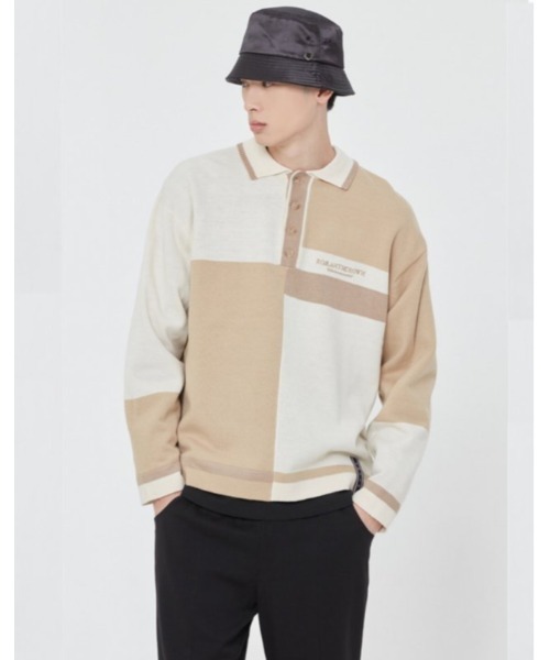 【ROMANTIC CROWN】CONTRAST KNIT POLO