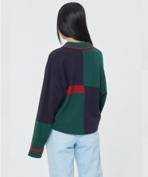 【ROMANTIC CROWN】CONTRAST KNIT POLO