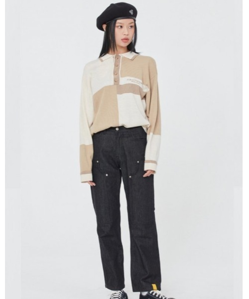 【ROMANTIC CROWN】CONTRAST KNIT POLO