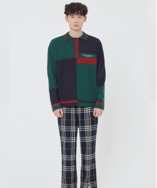 【ROMANTIC CROWN】CONTRAST KNIT POLO