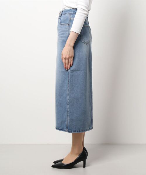 Q(キュー)の「ロングデニムスカート(デニムスカート・レディース・インディゴブルー・SMALL/MEDIUM/LARGE)」の3枚目の写真