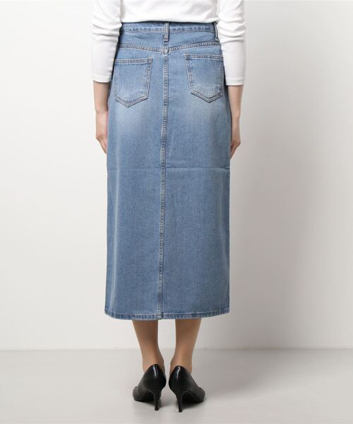 Q(キュー)の「ロングデニムスカート(デニムスカート・レディース・インディゴブルー・SMALL/MEDIUM/LARGE)」の2枚目の写真