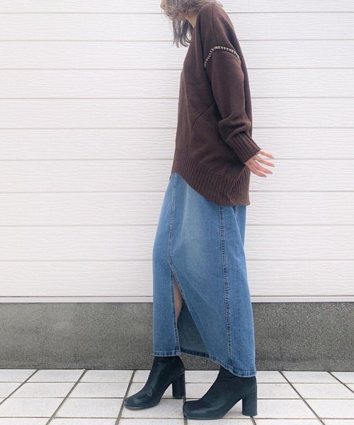 Q(キュー)の「ロングデニムスカート(デニムスカート・レディース・インディゴブルー・SMALL/MEDIUM/LARGE)」の9枚目の写真