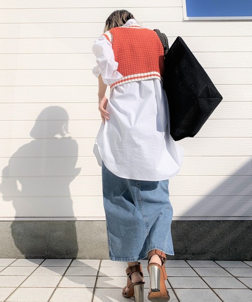 Q(キュー)の「ロングデニムスカート(デニムスカート・レディース・インディゴブルー・SMALL/MEDIUM/LARGE)」の18枚目の写真