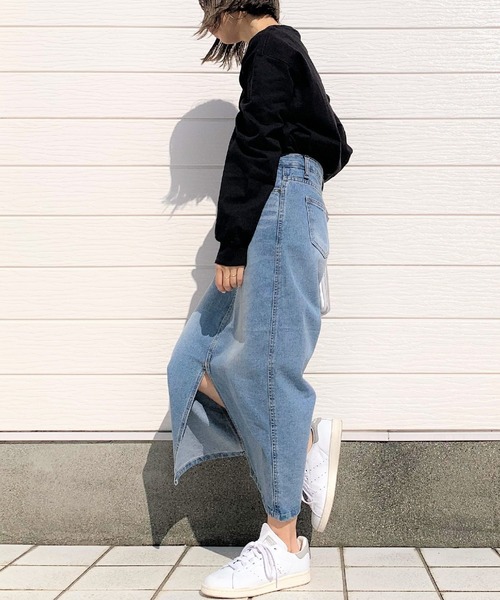 Q(キュー)の「ロングデニムスカート(デニムスカート・レディース・インディゴブルー・SMALL/MEDIUM/LARGE)」の16枚目の写真