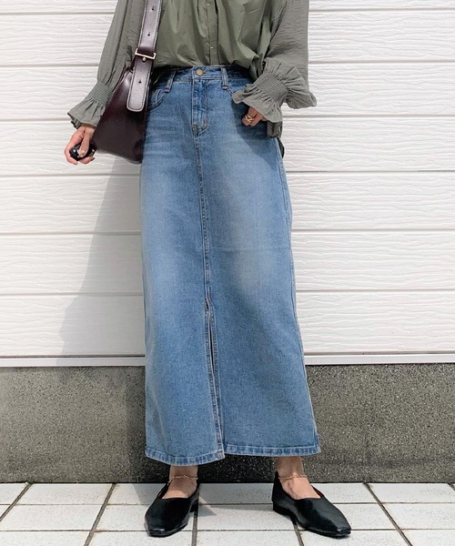 Q(キュー)の「ロングデニムスカート(デニムスカート・レディース・インディゴブルー・SMALL/MEDIUM/LARGE)」の22枚目の写真