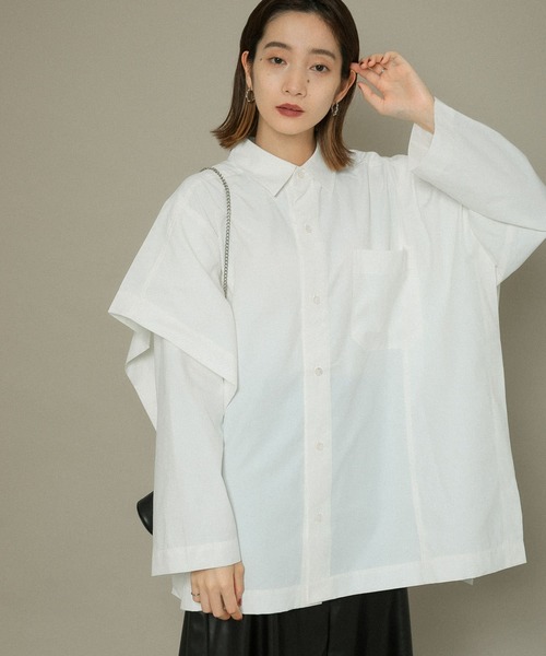 KBF（ケイビーエフ）の「BIGレイヤードライクシャツ（シャツ/ブラウス・レディース・オフホワイト/ブルー系その他/ベージュ系その他・ONE）」の4枚目の写真