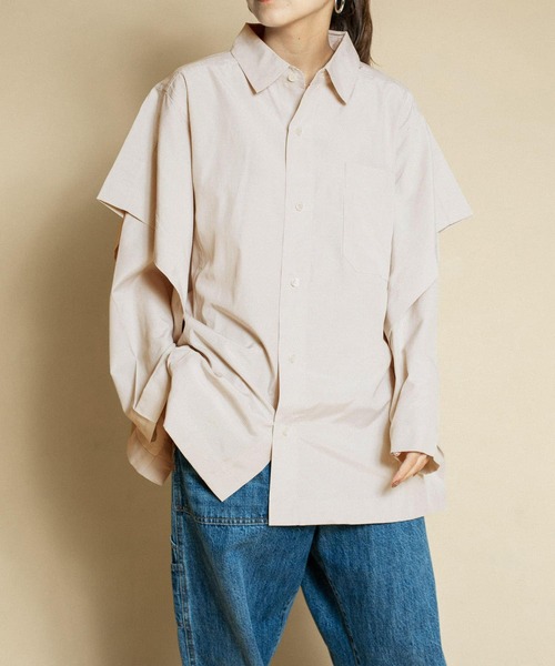 KBF（ケイビーエフ）の「BIGレイヤードライクシャツ（シャツ/ブラウス・レディース・オフホワイト/ブルー系その他/ベージュ系その他・ONE）」の10枚目の写真