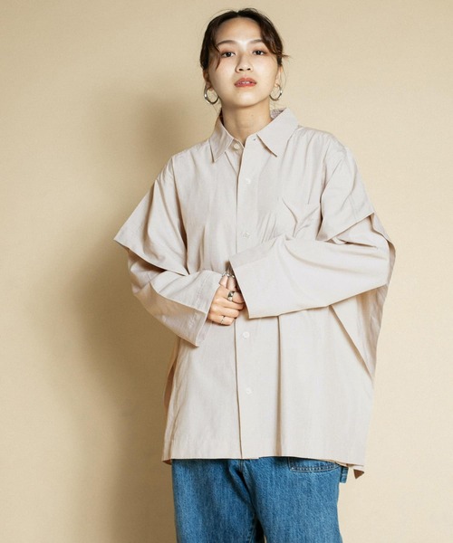 KBF（ケイビーエフ）の「BIGレイヤードライクシャツ（シャツ/ブラウス・レディース・オフホワイト/ブルー系その他/ベージュ系その他・ONE）」の12枚目の写真