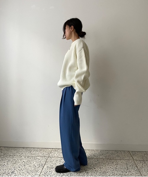 Didot.showroom(ディドット ショールーム)の「サムホールアームウォーマーリブニットトップス(ニット/セーター・レディース・ブラック/ベージュ/ブラウン/アイボリー・FREE)」の15枚目の写真