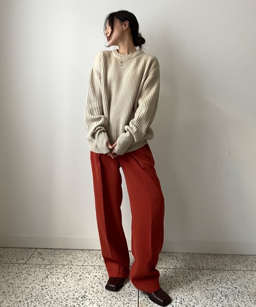 Didot.showroom(ディドット ショールーム)の「サムホールアームウォーマーリブニットトップス(ニット/セーター・レディース・ブラック/ベージュ/ブラウン/アイボリー・FREE)」の20枚目の写真