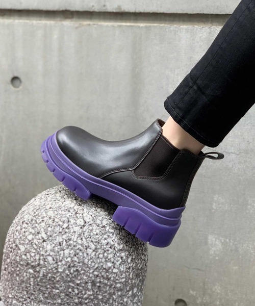 ASH(アッシュ)の「【SHADOW】カラーソールサイドゴアブーツ(ブーツ・レディース・ダークブラウン/ブラック×グリーン・37/39/36/38)」の7枚目の写真